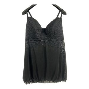 Rene Rocs Black Intimates Sz 3X Sleepwear Lace Trimmed Sheer